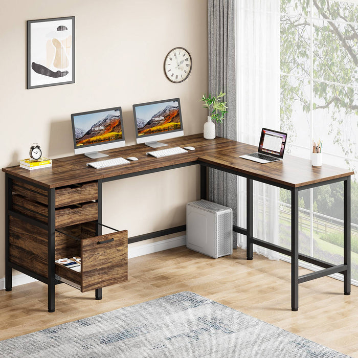 Tribesigns L-Shaped Desk, 59" Corner Computer Desk with Storage Drawers Tribesigns