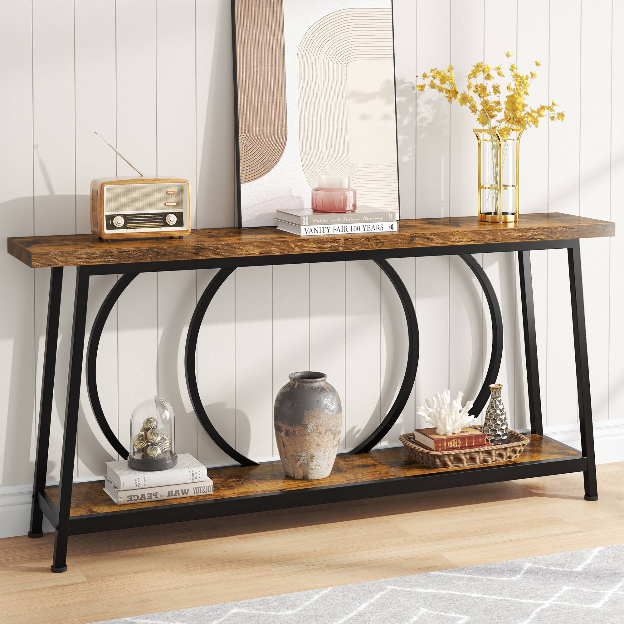 Tribesigns Console Table, 40” Entryway Sofa Table with 2 Tier Shelf