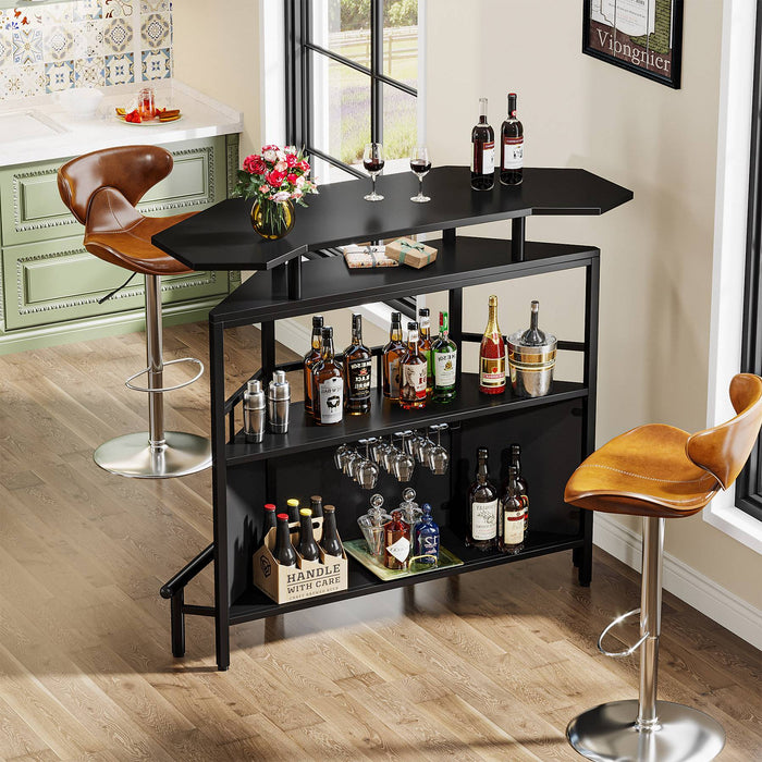 Tribesigns Bar Unit, 4 Tier Home Bar Cabinet with Storage Shelves