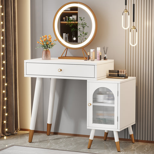 Makeup Vanity, Dressing Table with Drawer and Storage Cabinet Tribesigns