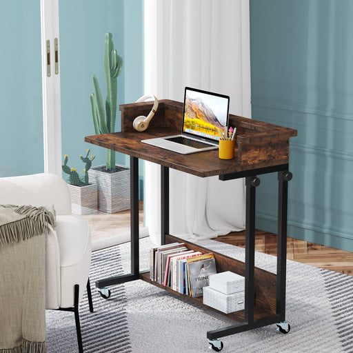 Tribesigns Tribesigns Height Adjustable Desk, Mobile Sofa Table Standing Desk with Shelf