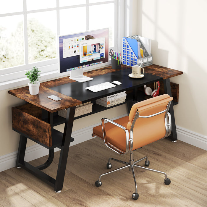 Tribesigns Executive Desk, 63" Computer Office Desk with Storage Shelf Tribesigns