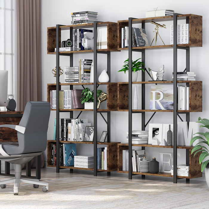 Tribesigns Industrial Bookshelf, 6-Tier Rustic Brown Open Bookcase