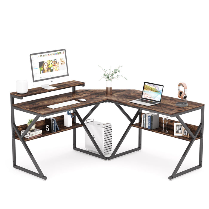 Tribesigns L-Shaped Desk, 63 inch Corner Computer Desk with Shelves Tribesigns