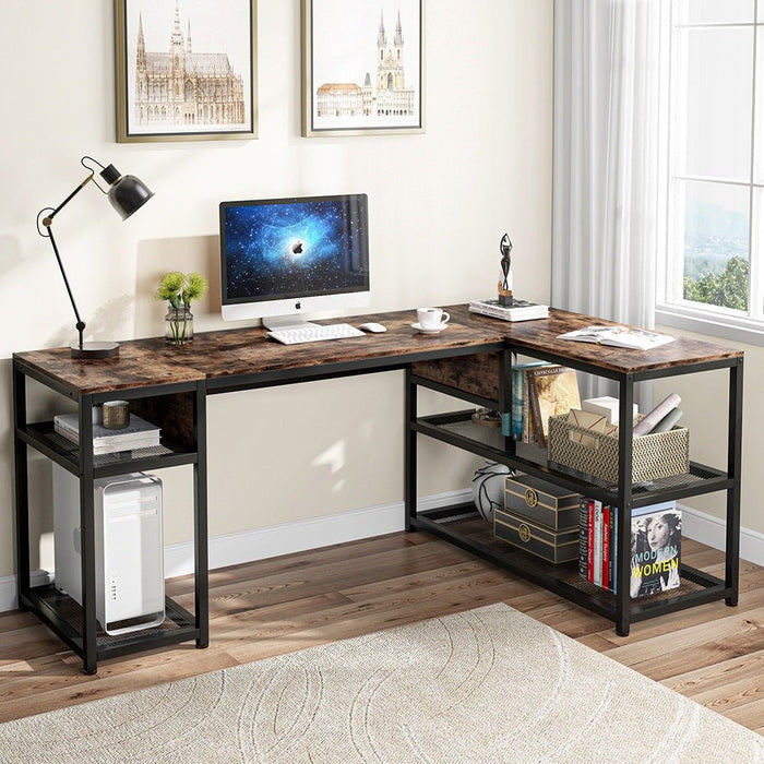 Tribesigns Lift Top L-Shaped Desk, Industrial Height Adjustable Corner Desk Tribesigns