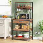 Tribesigns's 5-tier Kitchen Baker's Rack with Power Outlets, Drawers & Sliding Shelves.