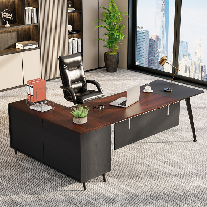 Tribesigns 87” L-Shaped Executive Computer Desk with 51” File Cabinet