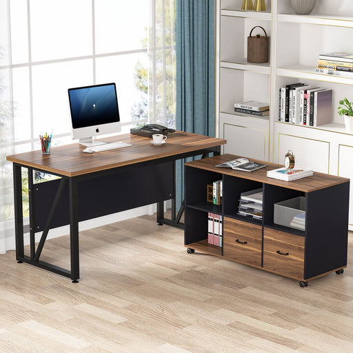 TribeSigns Tribesigns 63 Inch Executive Desk with File Cabinet