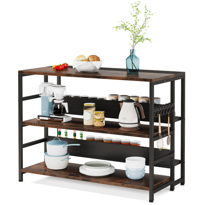 Kitchen Island, Industrial Baker's Rack Table with 5 Storage Shelves Tribesigns