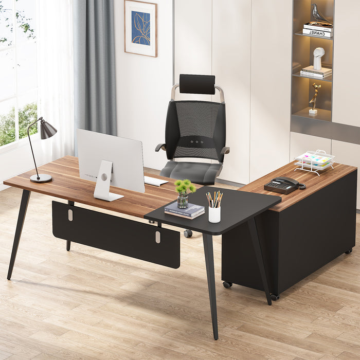 Tribesigns Executive Desk, L-Shaped Computer Desk with Mobile File Cabinet Tribesigns