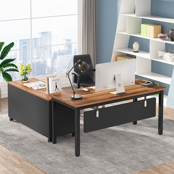 Tribesigns L-Shaped Executive Computer Desk with File Cabinet