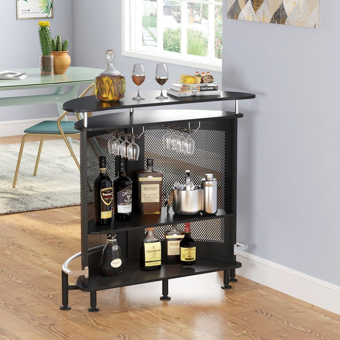 Bar Unit, 3 Tier Home Liquor Bar Table Modern Bar Cabinet Tribesigns