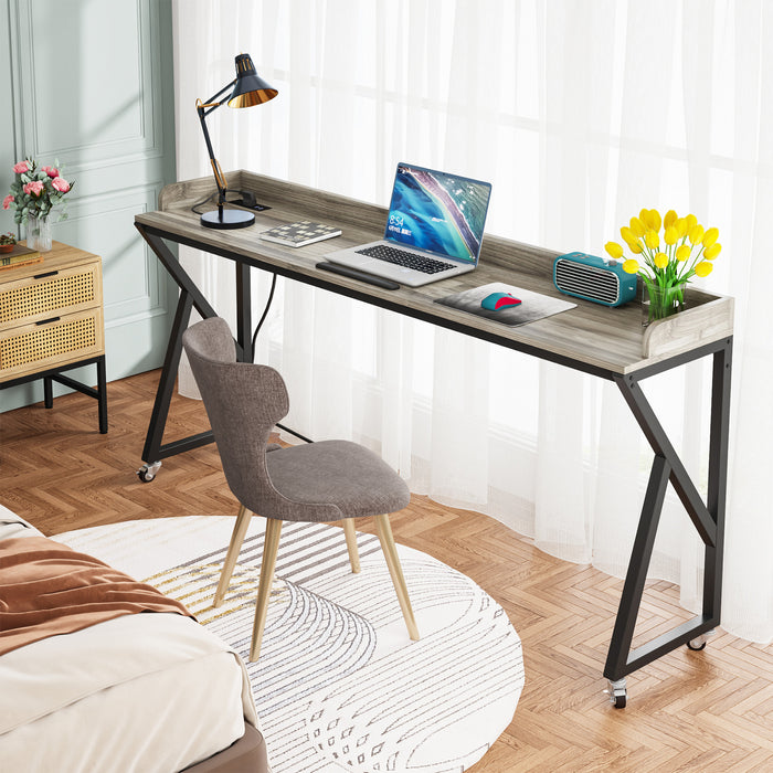 Overbed Table, 70.9" Rolling Over Bed Desk with Adjustable Tilt Board Tribesigns