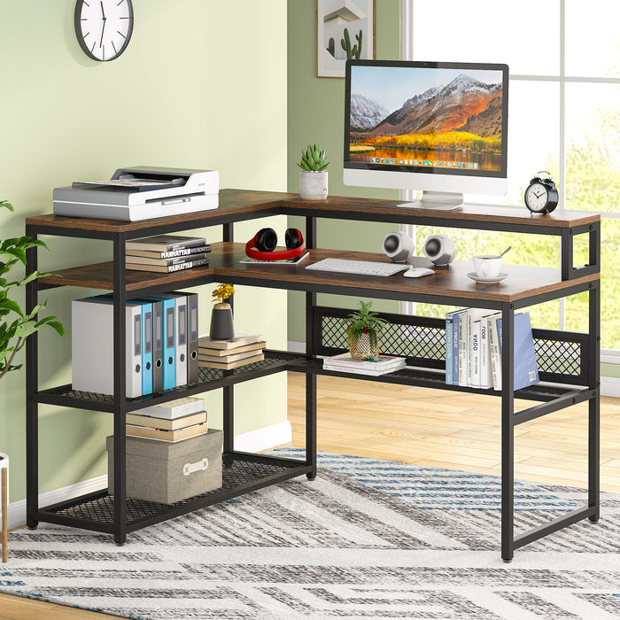 Tribesigns L-Shaped Computer Desk with Open Shelves & Monitor Stand Tribesigns