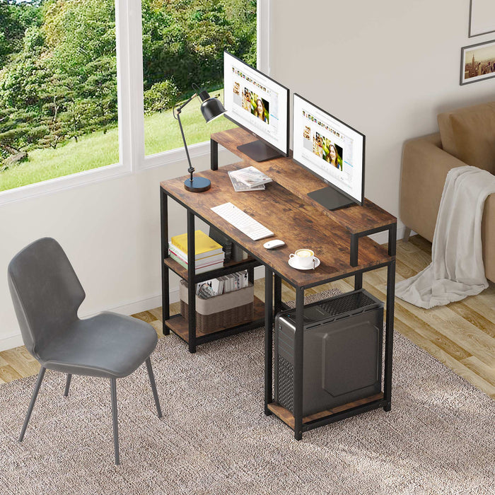 Tribesigns Computer Desk, Industrial Writing Desk with Storage Shelves Tribesigns