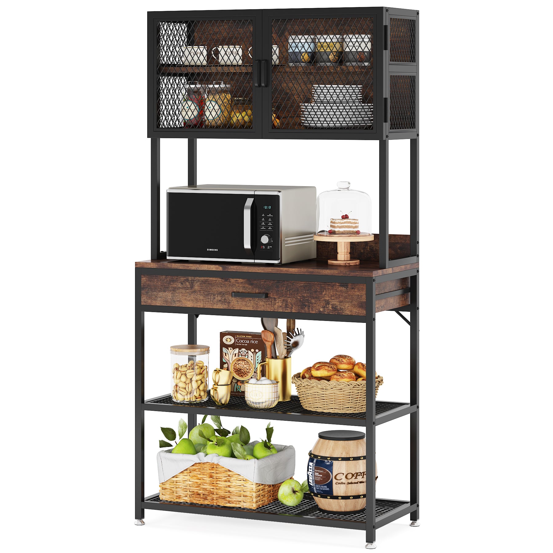 Tribesigns 55 inch Tall Kitchen Baker Rack with Storage, 5-Tier