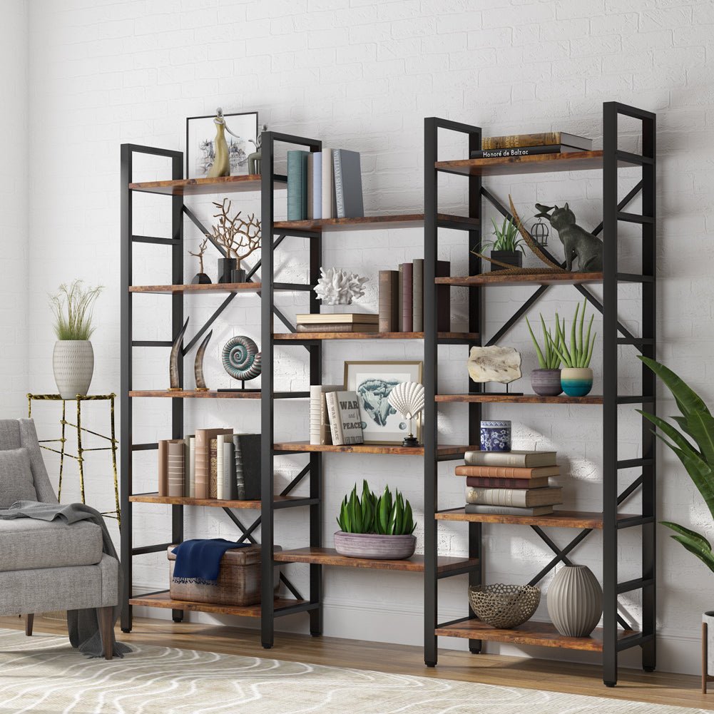 Tribesigns Bookshelf, Large Triple Wide 14 Shelves Etagere Bookcase