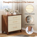 3-Drawer File Cabinet, Leather Wood Lateral Filing Cabinet Tribesigns