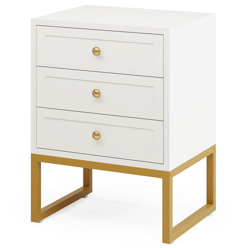 3-Drawer Nightstand, Modern Bedside End Table with with Metal Legs Tribesigns