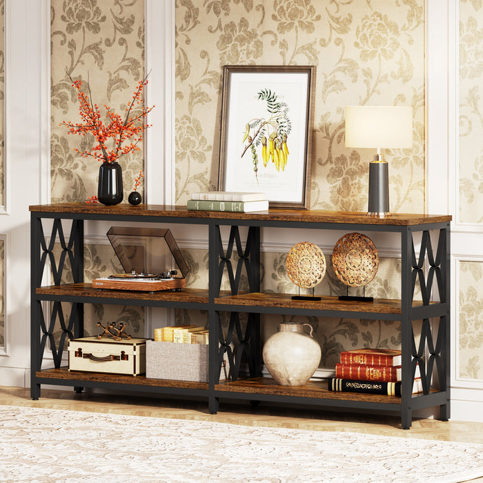 3-Tier Console Table, 70.9" Industrial Sofa Foyer Table for Living Room Tribesigns