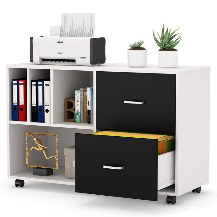 File Cabinet, Mobile Lateral File Cabinet with 2 Drawers Tribesigns