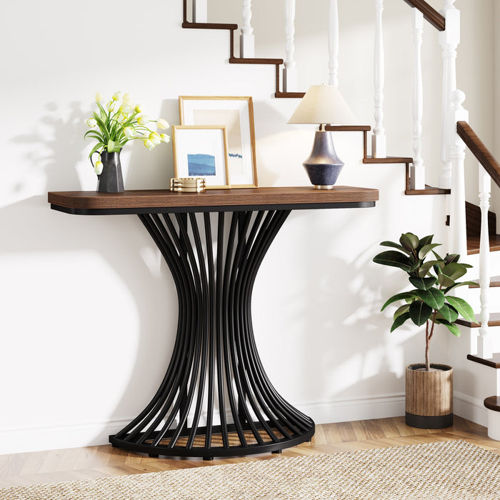 39-Inch Console Table, Accent Sofa Table with Geometric Metal Base Tribesigns