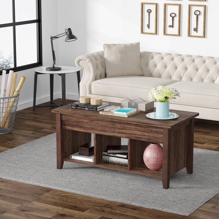 Coffee Table, Lift Top Center Table with Storage Shelves Tribesigns
