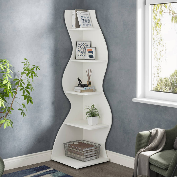 Tribesigns Corner Shelf, Modern 5-Tier Wall Corner Bookshelf Bookcase Tribesigns