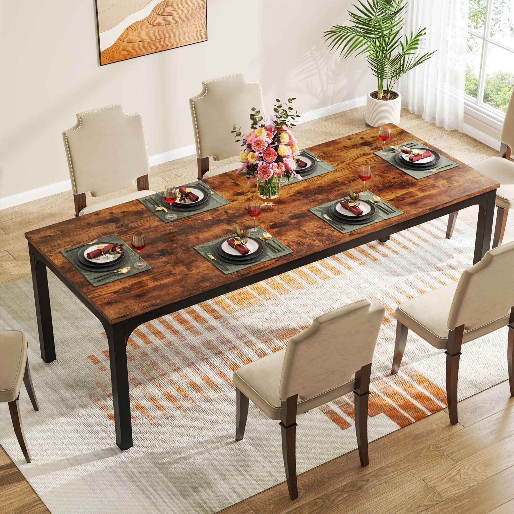 Tribesigns Dining Table, 78" Rectangular Kitchen Table for 6-8 People