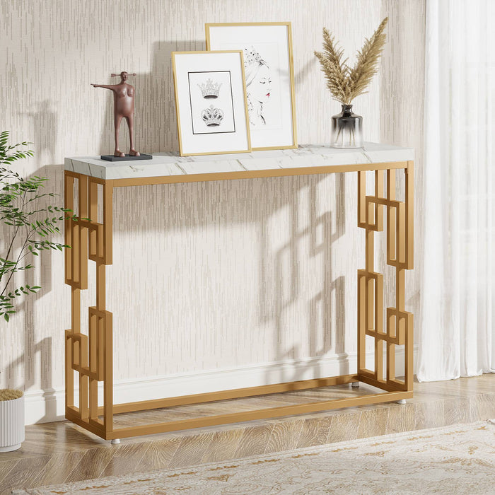 Modern Console Table, 42.5" Sofa Foyer Table with Faux Marble Tabletop Tribesigns