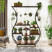 Plant Stand, Vase Shape 6-Tier Plant Display Rack with 10 Hanging Hooks Tribesigns