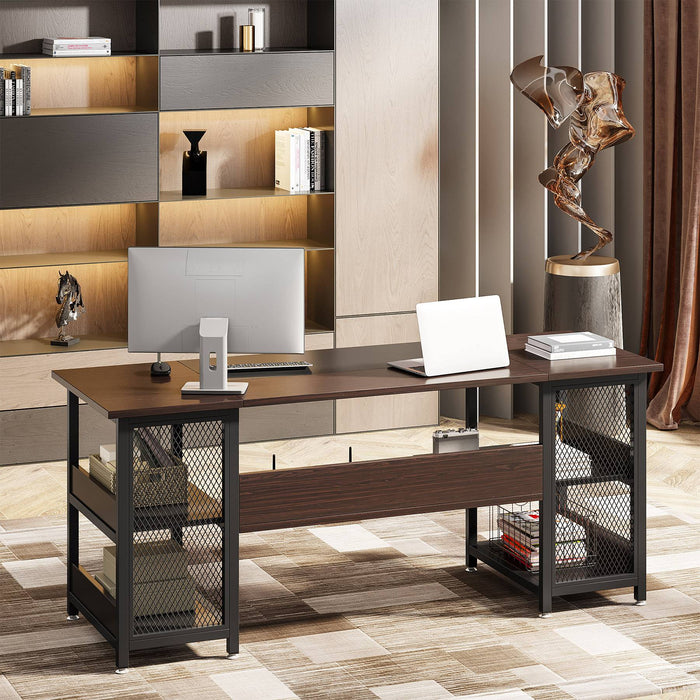 Tribesigns Executive Desk, 63" Large Office Desk with Open Storage Shelves Tribesigns