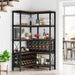 Corner Wine Rack, Freestanding Bar Cabinets for Liquor and Glasses Storage Tribesigns