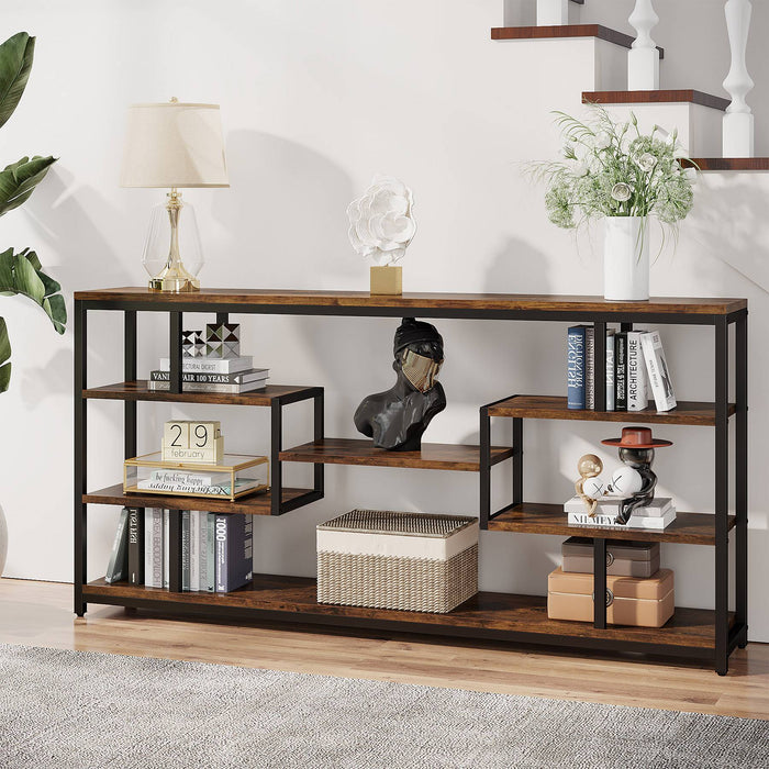 Console Table, 70.87" Sofa Entryway Table with Open Storage Shelves Tribesigns