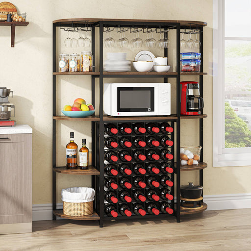 Wine Rack, 5 Tier Wine Bakers Rack with Glass Holder & Storage Shelves Tribesigns