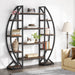 Tribesigns Bookshelf, Oval Triple Wide Etagere Bookcases Industrial Display Shelves Tribesigns
