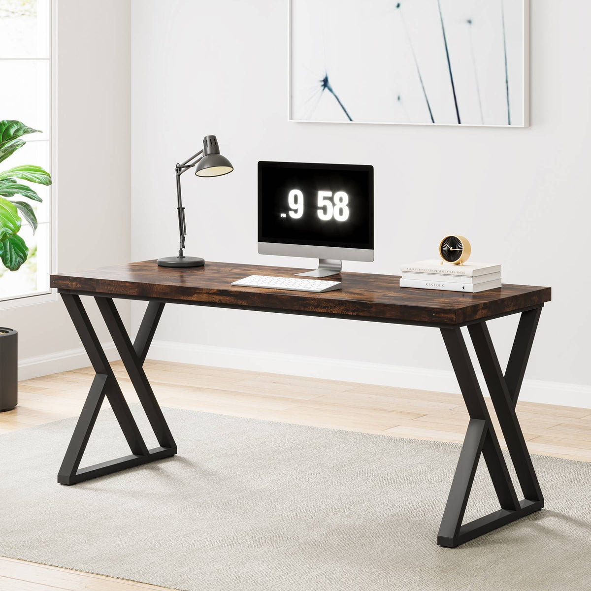 Rustic Desk With X Frame Legs Computer Desk Industrial Desk