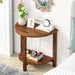End Table, Half-Moon Sofa Side Table with 2 Tier Storage Shelves Tribesigns