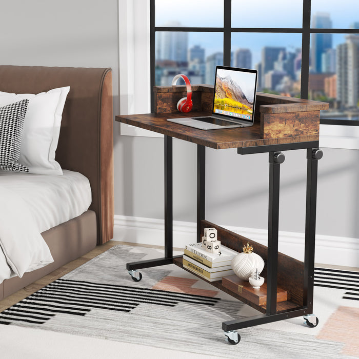 Tribesigns Tribesigns Height Adjustable Desk, Mobile Sofa Table Standing Desk with Shelf