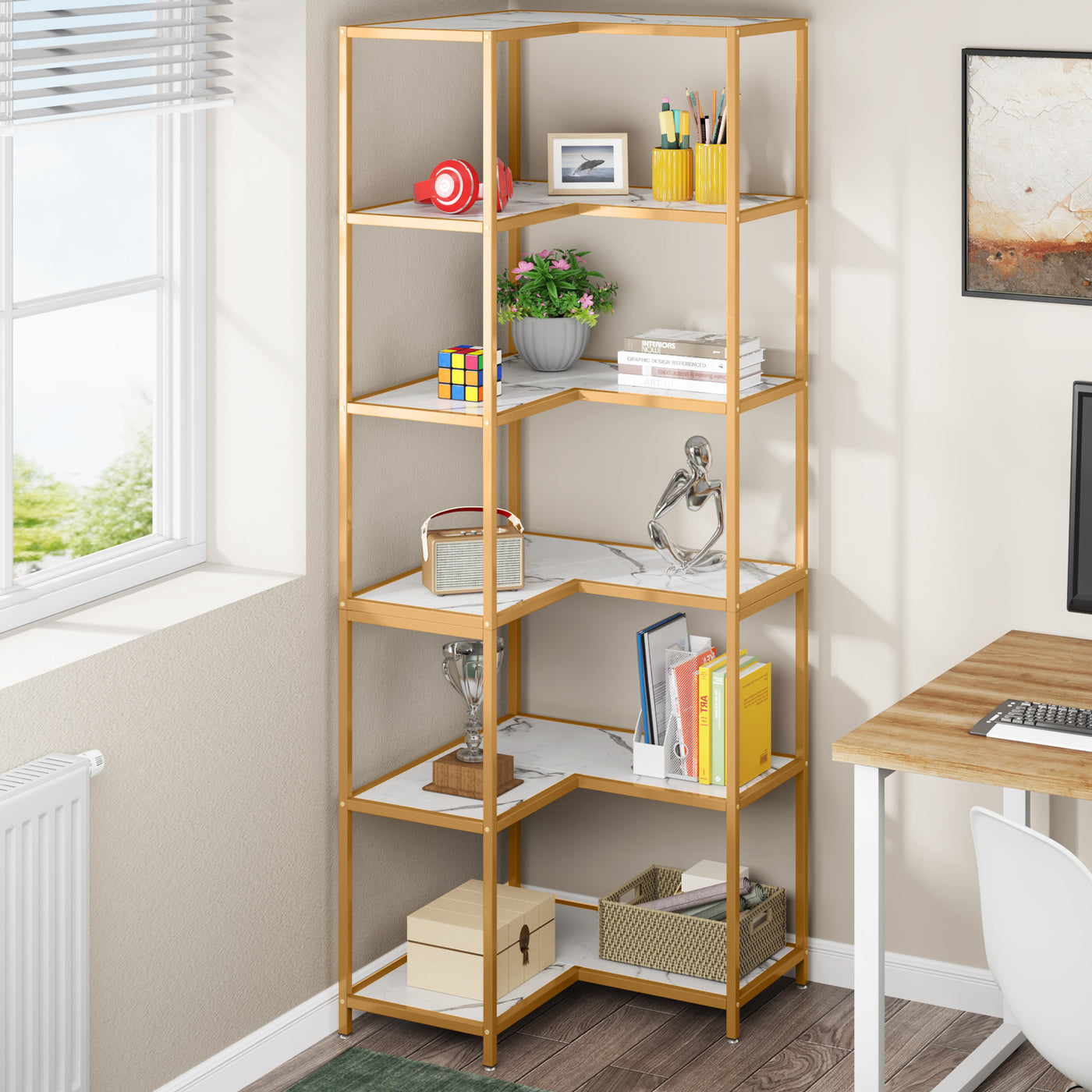 Tribesigns Corner Bookshelf, 70.5