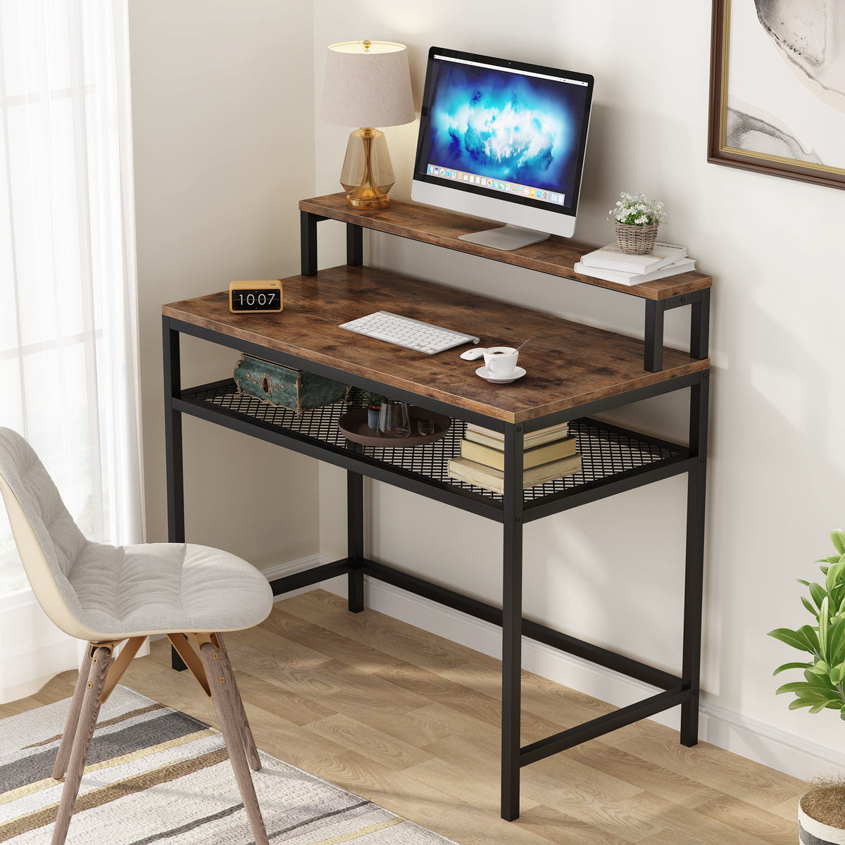 Tribesigns 39'' Compact Computer Desk with Monitor Stand