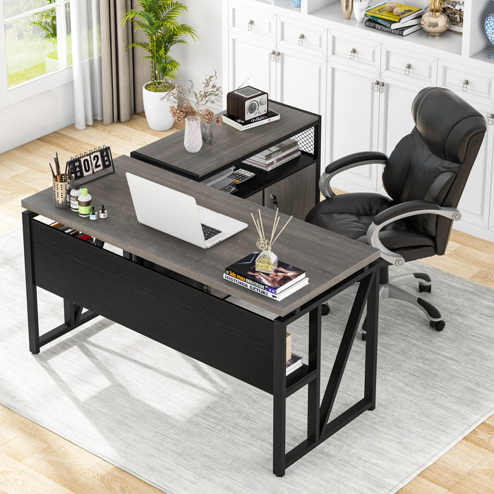 Tribesigns L-Shaped Desk Set, 55" Executive Desk and 32" File Cabinet Tribesigns