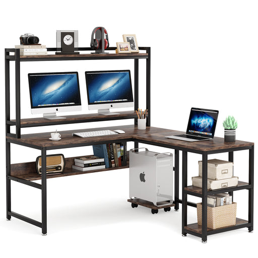 Tribesigns L-Shaped Desk, 59" Reversible Corner Desk with Storage Shelves Tribesigns