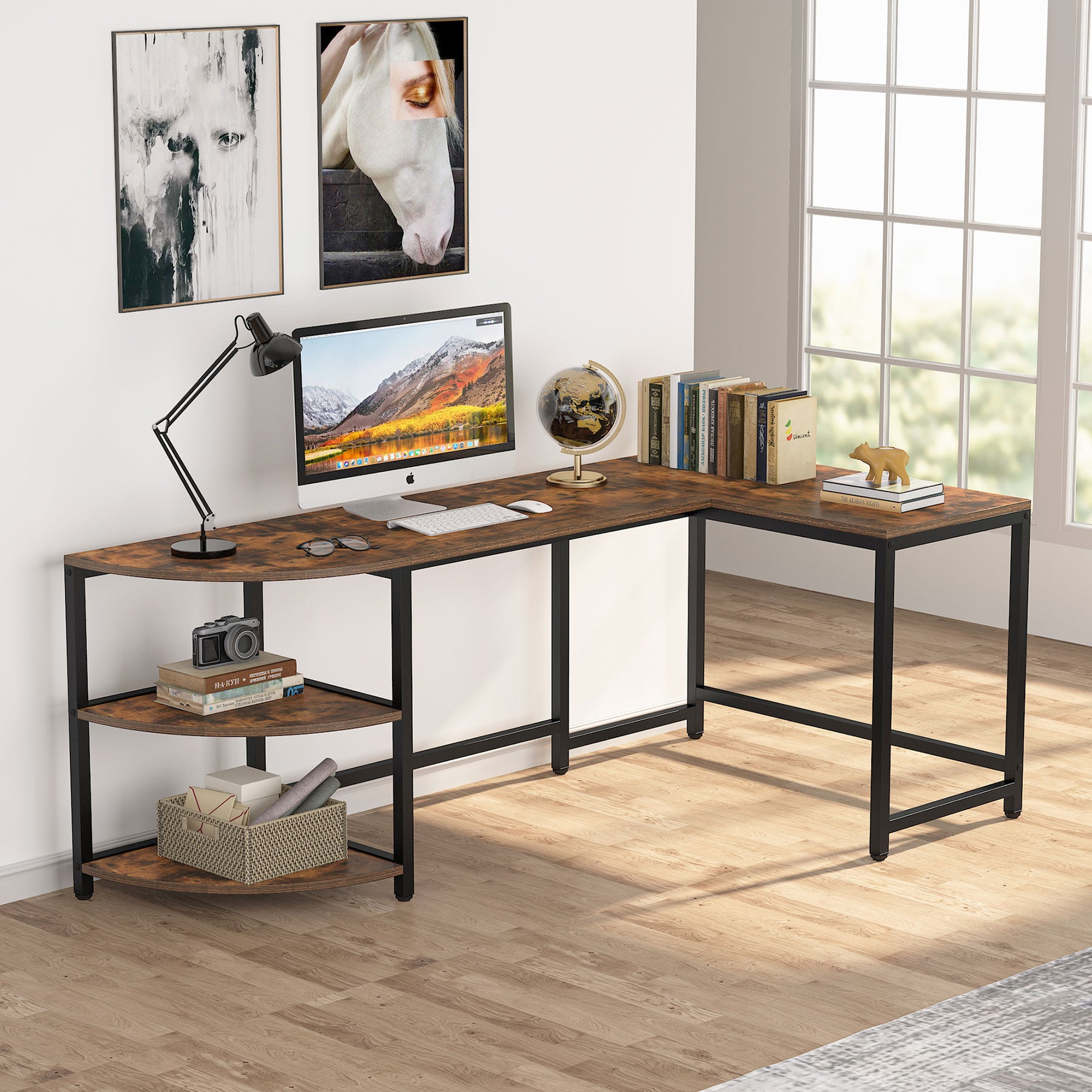 Tribesigns 75‘’ L-Shaped Computer Desk with Reversible Shelves