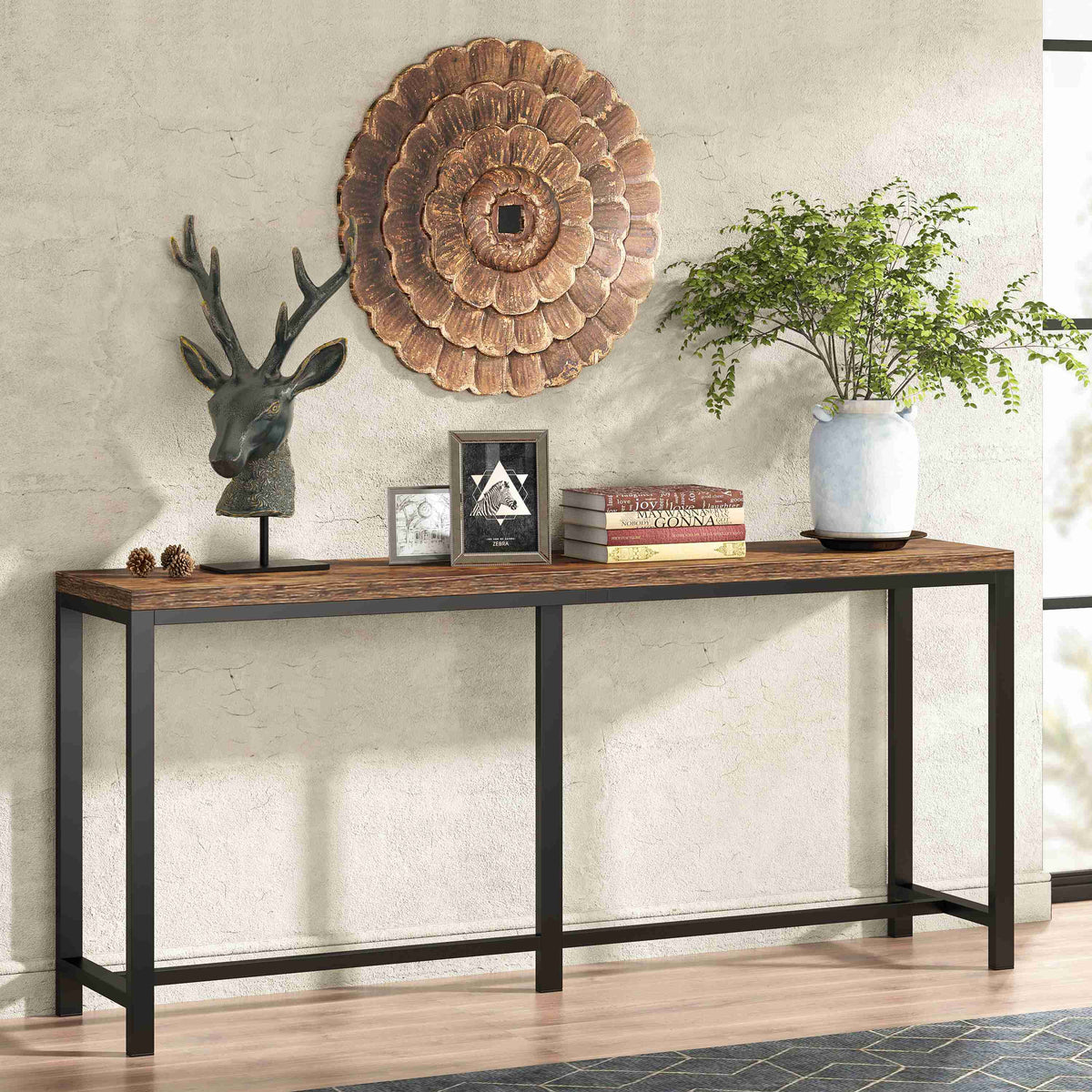 Tribesigns 70.9 Inch Extra Long Sofa Table, Narrow Console Table-Tribesigns