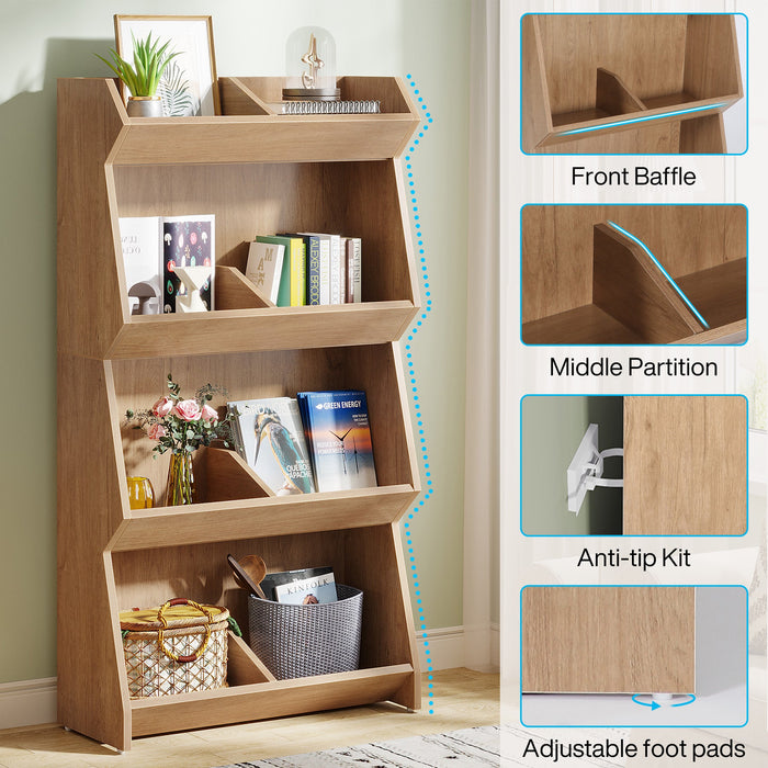 4-Tier Bookcase, 55" Bookshelf with Cube Storage Shelves Tribesigns