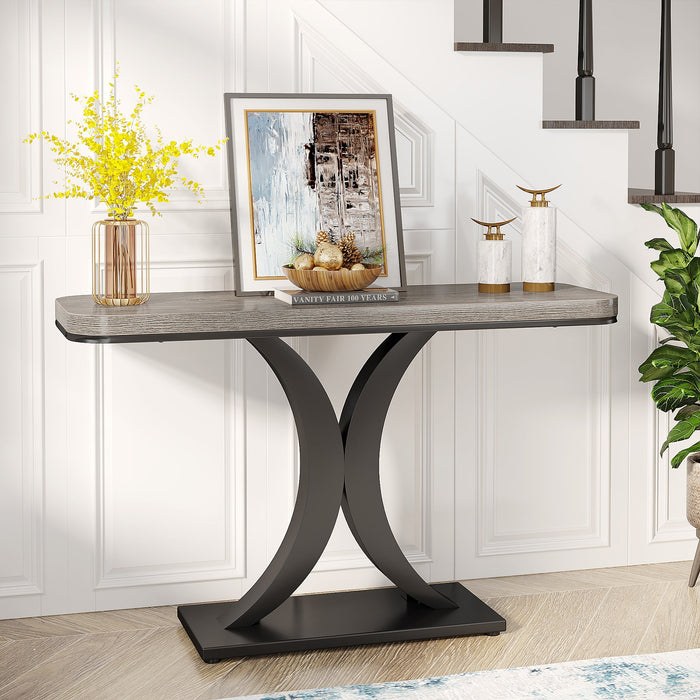 40" Console Table, Narrow Entryway Foyer Table with Geometric Base Tribesigns