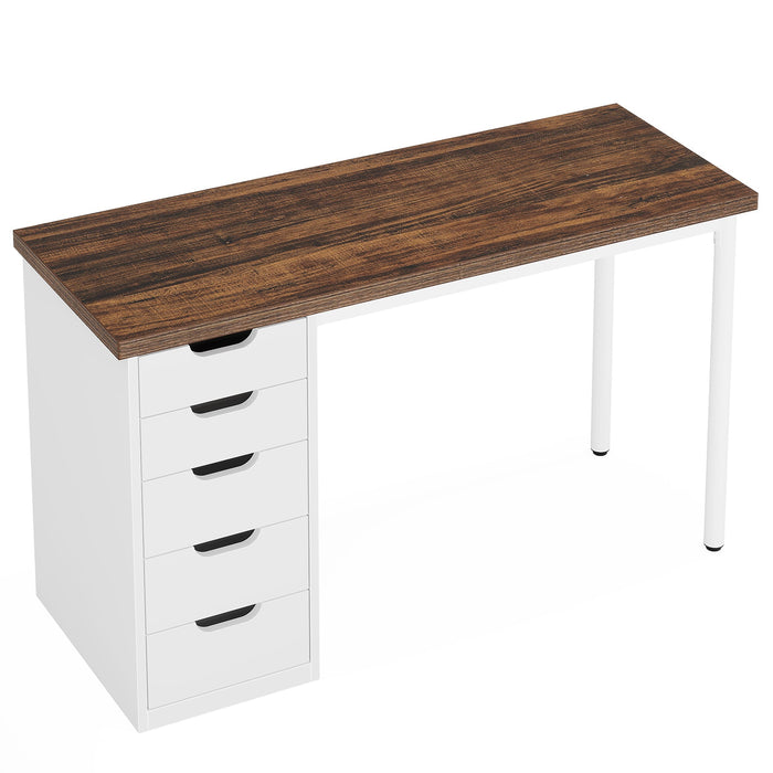 47" Computer Desk with 5 Drawers, Modern Study Table Writing Desk Tribesigns