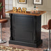 47" Home Bar Unit, Wood 3-Tier Liquor Bar Table with Wine Glasses Holder Tribesigns