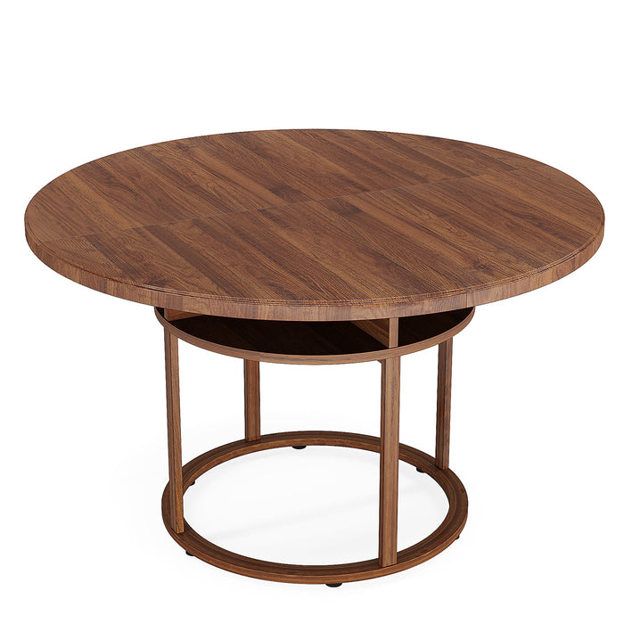 47" Round Dining Table with 4 Divided Storage Compartments for 4 to 6 Tribesigns